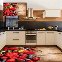 Else коричневый деревянный на Красной Клубничке Фрукты 3d принт Нескользящая микрофибра кухня современный декоративный моющийся коврик