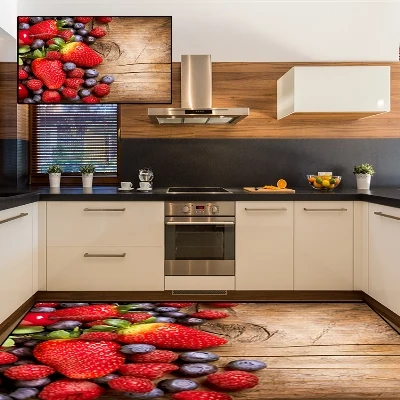 

Else Brown Wood on Red Strawberrys Fruits 3d Print Non Slip Microfiber Kitchen Modern Decorative Washable Area Rug Mat