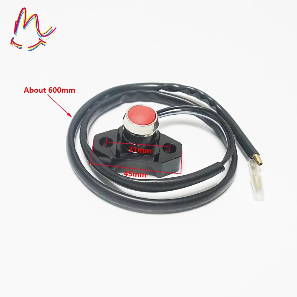 

7/8" Motorcycle Switch Button Handlebar Mount Electric Power Start Kill Horn Switch With Wire Harness Red Black Button