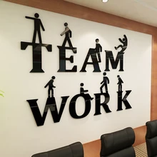 Trabalho em equipe 3d estéreo adesivo de parede cultura corporativa decoração da parede escritório criativo diy arte acrílico adesivos inspirador slogan