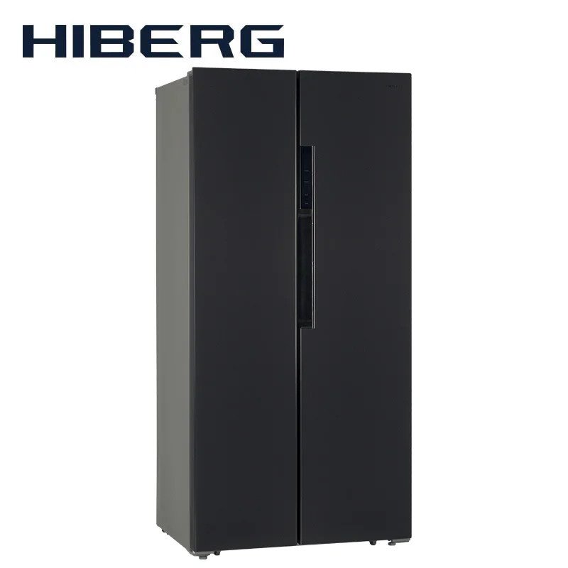 Холодильник Side-by-Side HIBERG RFS-481DX NFXd, объём 476 л, Total No Frost, 2-х-дверный, высота 178 см, ширина 83,6 см, фасад темная нержавеющая сталь цвет "мокрый асфальт" - Цвет: dark stainless steel