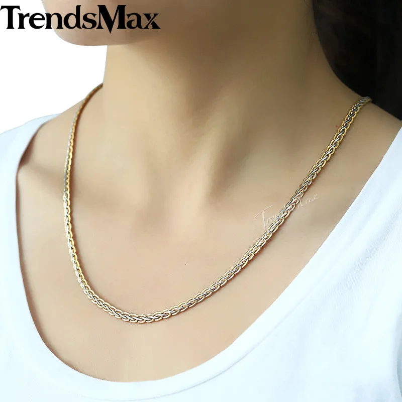 Ожерелье с цепочкой из звеньев пшеницы 3/4 мм 45 60 см|women necklace|necklace goldwomen necklace gold |