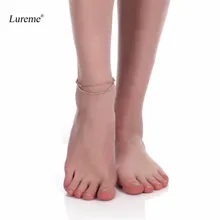 Lureme сексуальные ножные браслеты для женщин Кристалл горный хрусталь теннисные лодыжки двойной цепи браслет на ногу(bl003082