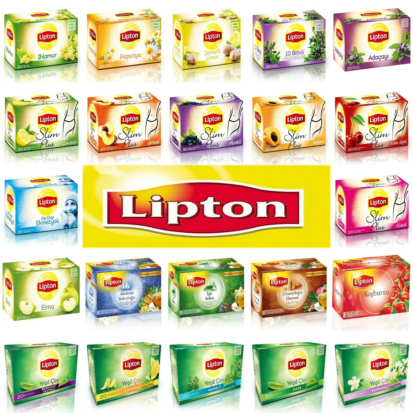 

LIPTON TURKISH APPLE Tea GREEN Tea SLIM HERBAL Tea FRUIT Tea ( 4 Box X 20 Bags)