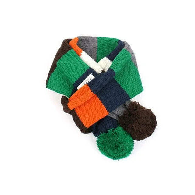 Children winter striped Color scarf cute pom Baby scarf Warm hippie bufanda scarves cotton