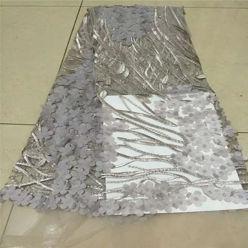 

Pretty Italy French Laces Nigerian Net Lace High Quality 3d Flower Embroidered African Lace Fabric For Wedding Party X861-3
