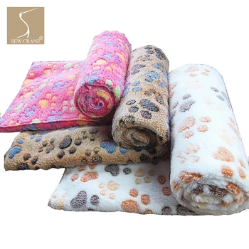 

SewCrane Puppy Paws Print Dog Blanket Cat Coral Fleece Soft Velvet Warm Mat