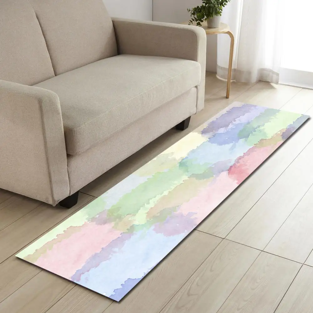 

Colorful Painting Print Washed Entrance Doormat Tapete Absorbent Kitchen Long Carpet Outdoor Corridor Rug Front Floormat Home De