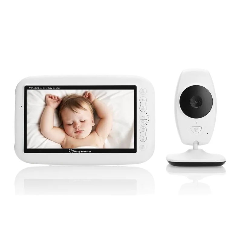 

babykam electronic nanny baby monitor camera 7''LCD IR nightlight vision Baby Intercom Lullabies Temperature Sensor Video ON/OFF