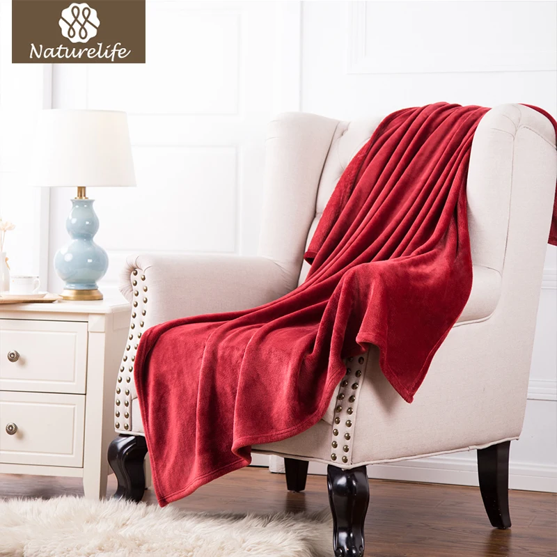 Naturelif Red Flannel Blanket Soft Throw Blanket on Sofa Bed Plane