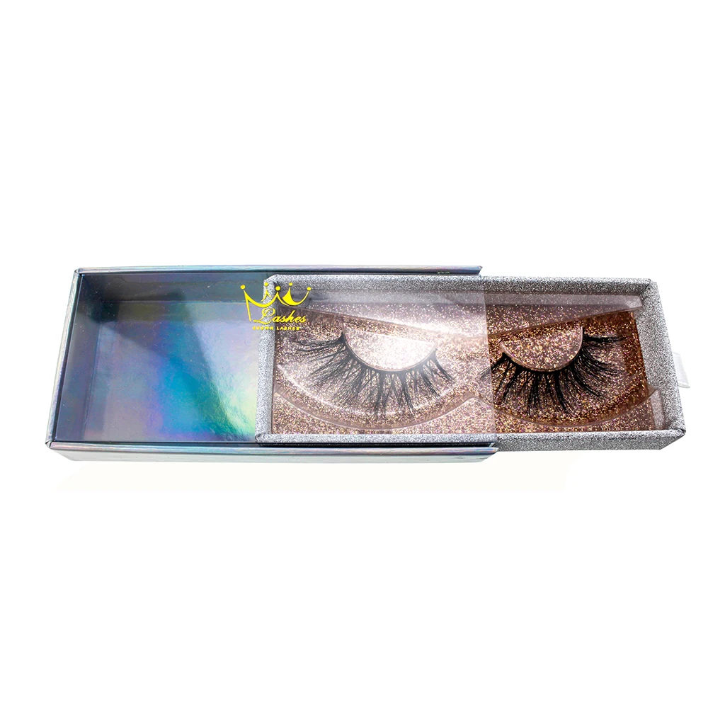 

3d faux mink silk eyelashes custom private box package creat logo