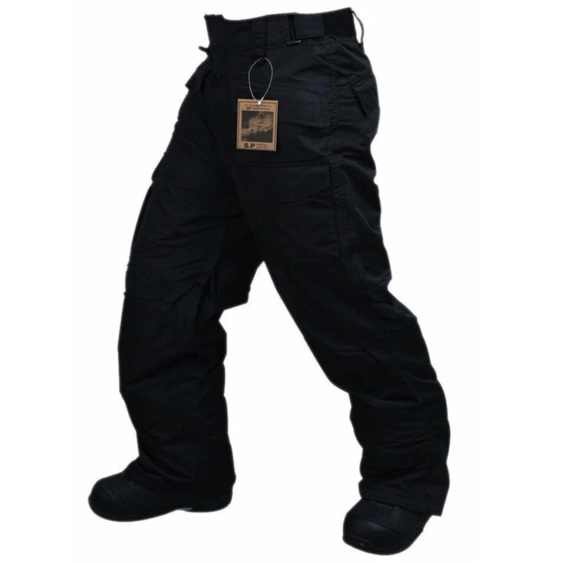 Новая серия "Southplay" Зимний теплый водонепроницаемый лыжный сноуборд(деревянная военная куртка+ черные штаны) комплекты - Цвет: Black Pants