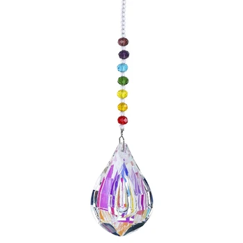

H&D Rainbow Maker Sun Catcher Feng Shui Crystal Suncatcher for Window with 76mm Large Chandelier Crystal Prism Drops Home Decor