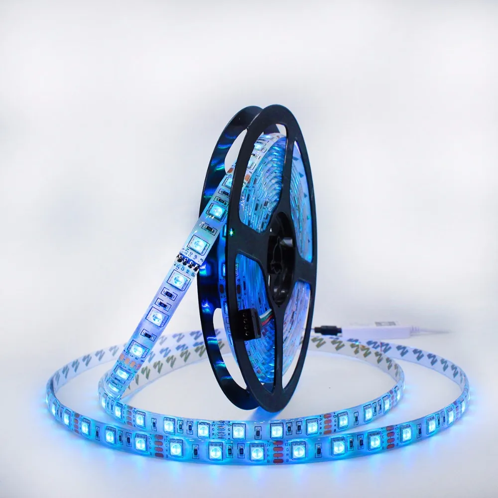 SMD 5050 RGB Bluetooth контроллер светодиодный светильник 5 м 60 светодиодный/м водонепроницаемый ip 65 Неоновая Гибкая лента Диодная лента DC 12 В адаптер Комплект