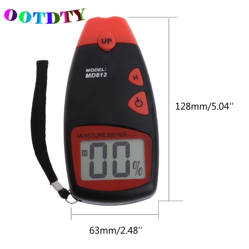 

OOTDTY MD812 Digital Wood Moisture Meter LCD 2-pin Humidity Tester Timber Damp Detector