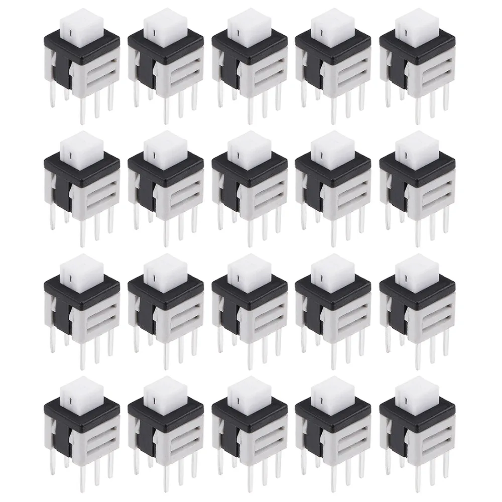 

UXCELL 20Pcs 5.8x5.8x7mm Switches PCB DIP Mounting Tact Tactile Push Button Switch Self Lock 6Pin Low Contact Resistance Switch