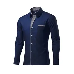 2019 Modis Мужские Рубашки Solid Slim Fit с длинными рукавами и отложным воротником dwon рубашка с воротником Для мужчин лоскутное Smart Повседневная