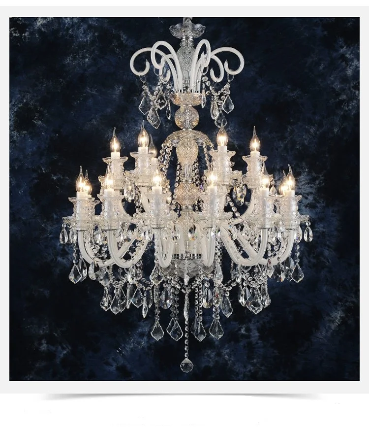 

Luxury 6 /8/10/15 lights chandelier White living room restaurant lights K9 Crystal Candle E14 White crystal chandeliers