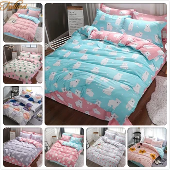 

New 3/4 pcs Bedding Set Adult Kids Child Single Twin Queen King Size Duvet Cover Quilt Pillow Case Soft Cotton Bed Linen 150x200