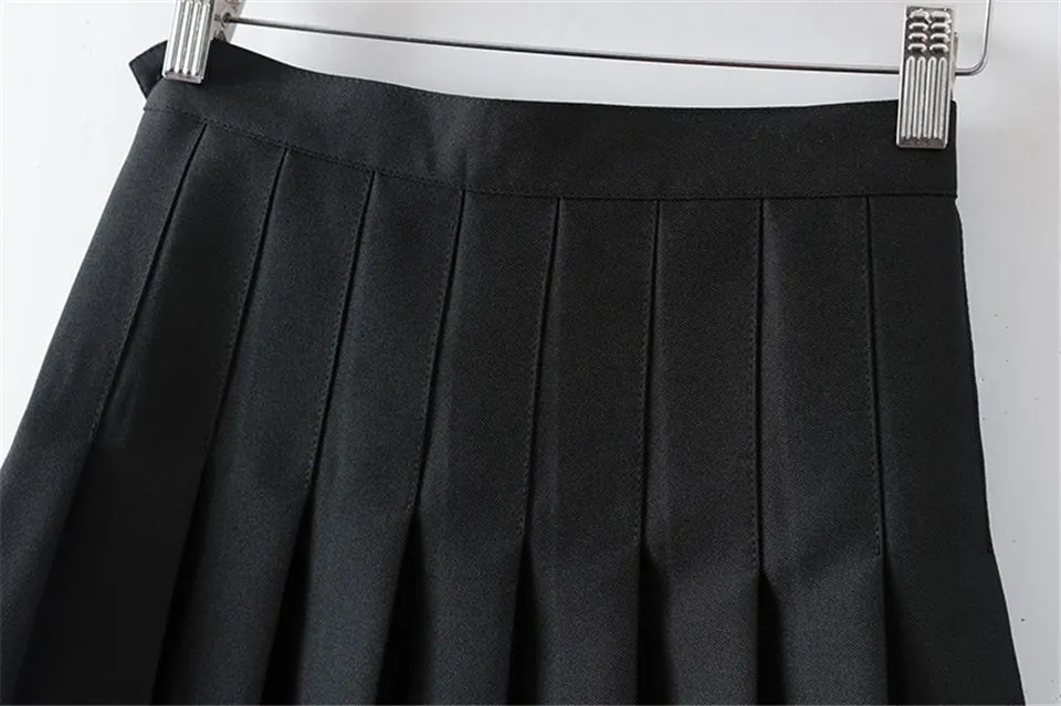Новые летние Бальные плиссированные юбки Harajuku, джинсовые юбки, однотонная трапециевидная Матросская юбка размера плюс, японская школьная форма