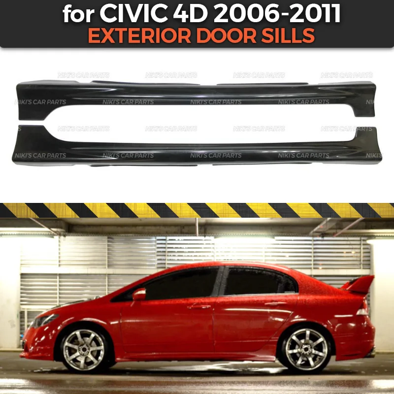 

Exterior door sills case for Honda Civic 4D 2006-2011 side skirts ABS plastic body kit aerodynamic pads sport car styling