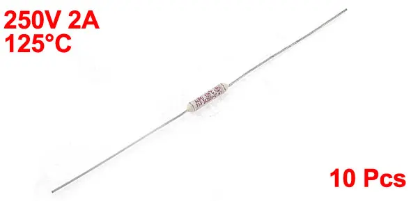 10 шт./лот 250 В 2 А 125 градусов по Цельсию|thermal fuse|250v 2atemperature fuse |