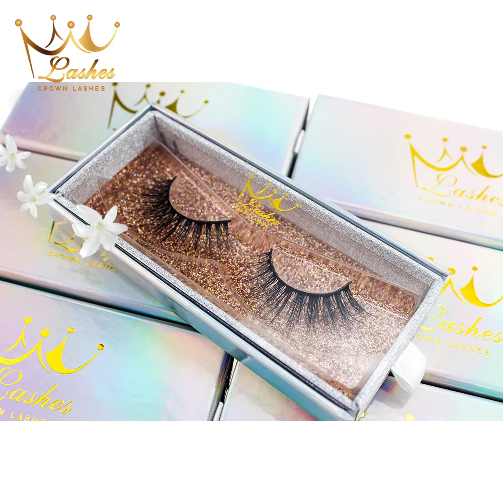 

Crown Lashes 3d 6d mink feather eyelashes costom box package logo label