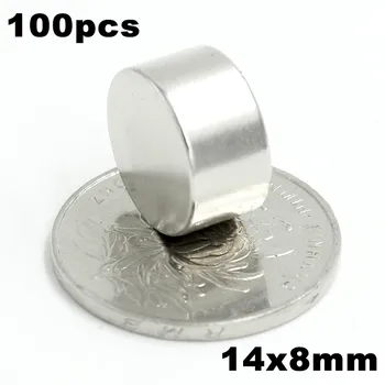 

100pcs 14x8mm Super Powerful Strong Bulk Small Round NdFeB Neodymium Disc Magnets Dia 14mm x 8mm N35 Rare Earth NdFeB Magnet