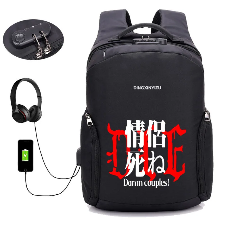 

Anti thief USB Recharging backpack anime FFF backpack men women Laptop Backpack Travel Backpack student book bag school bag