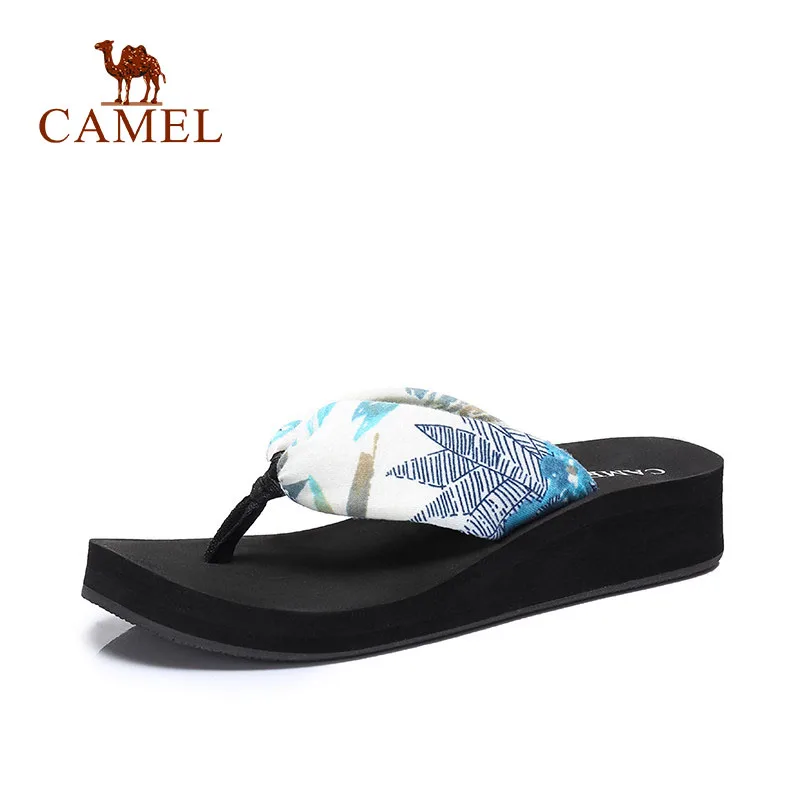 

CAMEL Women Summer Outdoor Fashion Casual Slippers Woman Slides Med Heel Wedges EVA Outsole Antiskid Flip Flops Female Look Thin