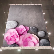 Серый Пол спа камни Розовые розы Лист 3d узор принт, микроволокно анти скольжение обратно моющиеся декоративные килим области ковер
