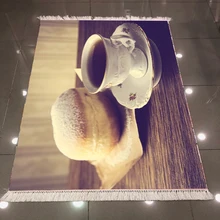 Еще коричневый столик на турецких кофейных тортах винтажный 3d противоскользящее микроволокно моющийся задний декоративный кухонный ковер