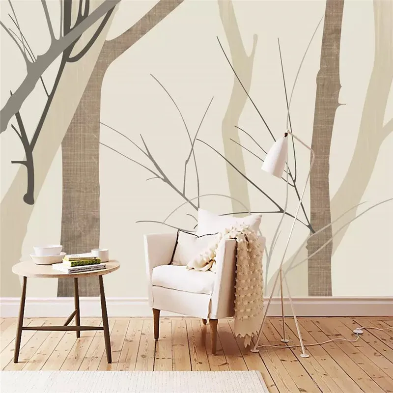 Modern minimalist aspen wood background wall professional production mural wholesale wallpaper mural custom photo wall