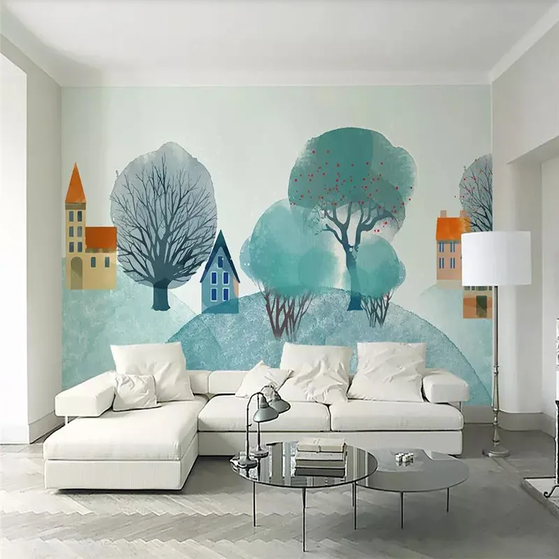 Style wood hill TV background wall professional production mural wholesale wallpaper custom photo wall Style wood hill TV background wall professional production mural wholesale wallpaper custom photo wall