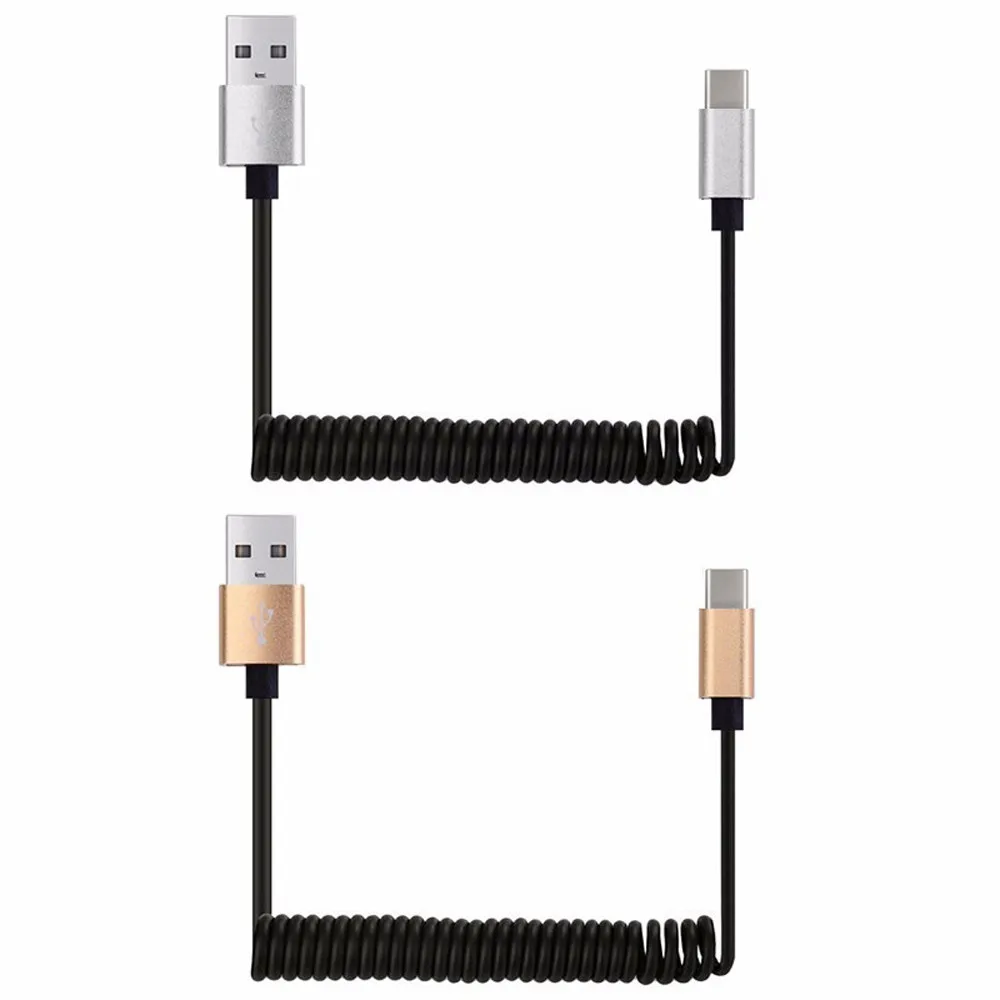 1 м пружинный спиральный Выдвижной USB A штекер для type c USB-C кабель для зарядки данных usb type C кабель для зарядки мобильного телефона USBC type-C