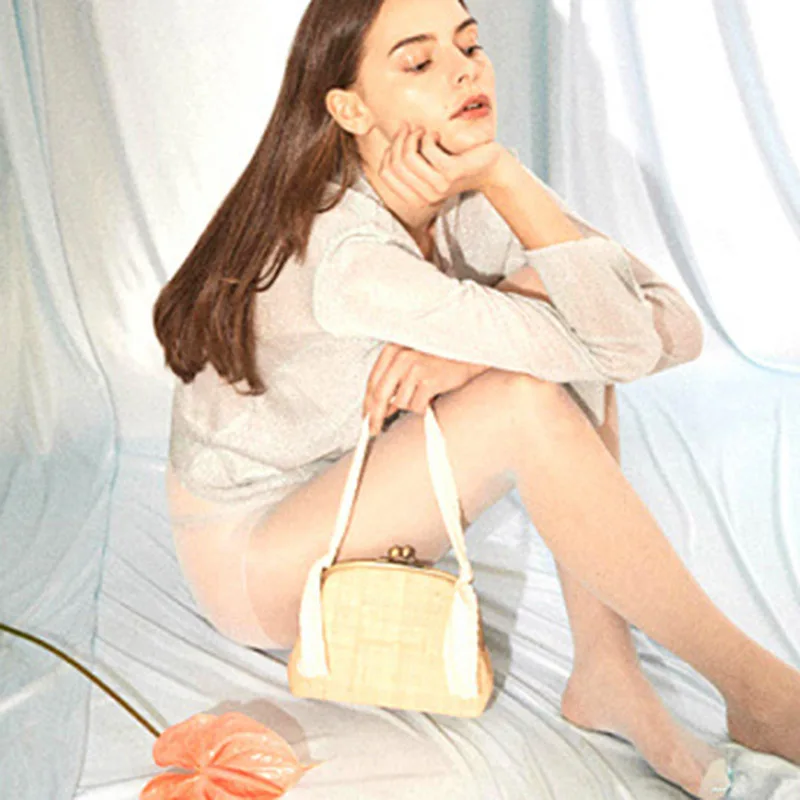 Women Holiday Handbag Hot Casual INS Popular Female Straw Bags Mini Ladies Lace Handle Shoulder Bag Handmade Knit Bolsa SS3169 (2)