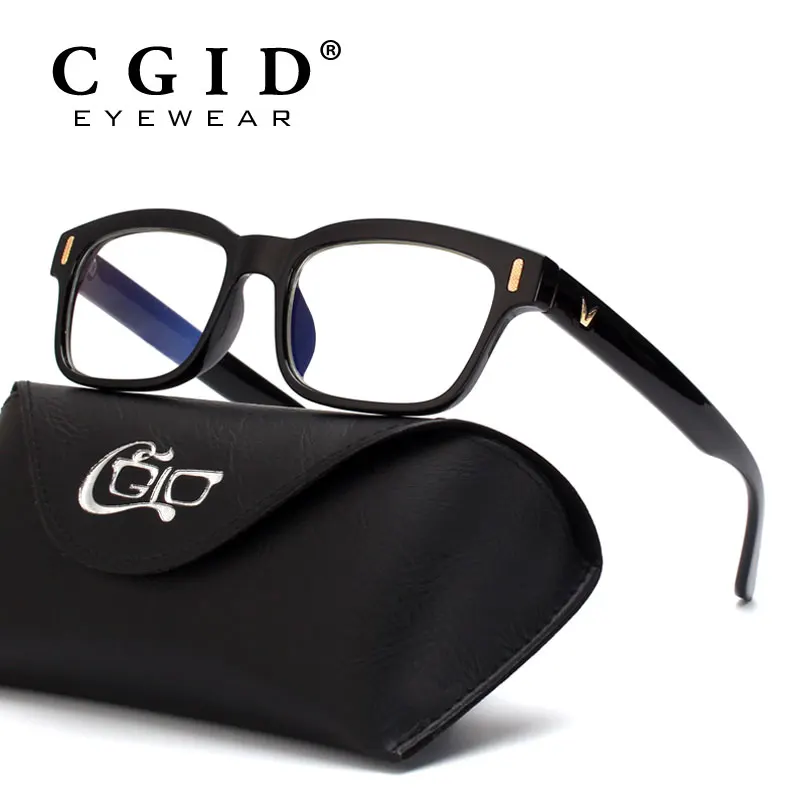 

CGID Unisex Anti Blue light Computer Glasses 100% UV Protection Radiation Protection Square Frame Transparent lens CT84