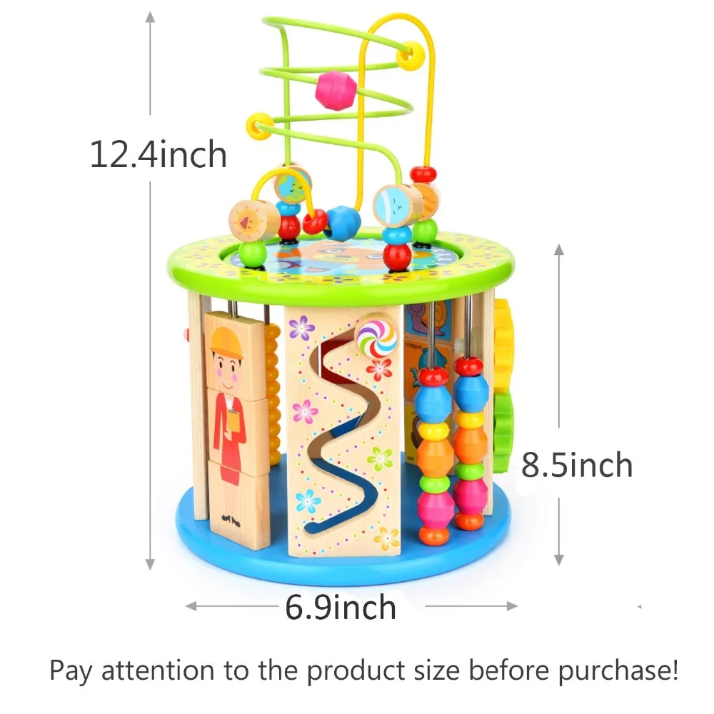 Активность куб, 10 в 1 шарик лабиринт многоцелевой развивающие игрушки деревянная форма цвет сортировщик для детей
