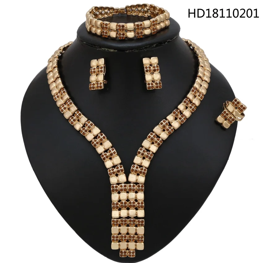 

YULAILI Latest High Quality Fashion African Gold Color Jewelry Sets Women Wedding Party Big Necklace Jewellery