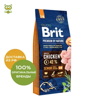 

Food Brit Premium by Nature Senior S + M for dogs small and medium breeds over 7 years, chicken, 15 kg.
