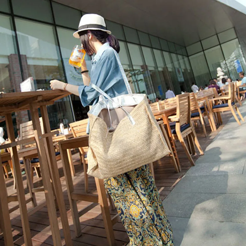 Women Summer Beach Handbag Bohemian Large Capacity Lady Straw Bags Travel Female Weave Shoulder Bag Casual Knitted Tote SS3029 (3)