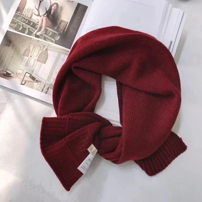 Luna& Dolphin дизайнерский женский зимний теплый шерстяной вязаный шарф, сплошной цвет, красные мягкие шарфы, шерстяной Большой палантин, большой шарф из пашмины - Цвет: purplish red