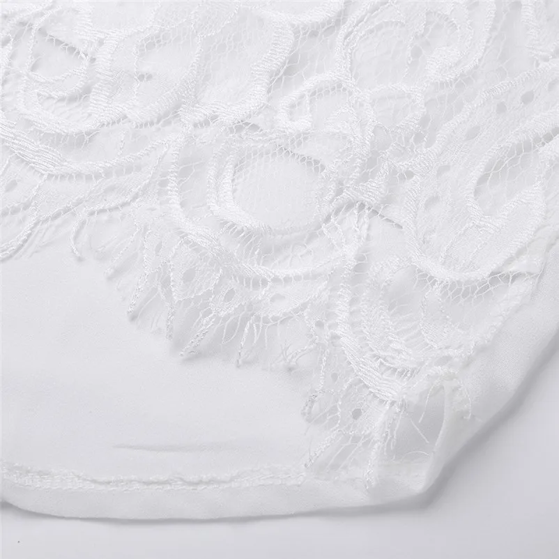 Fashion womens tops and blouses summer Autumn 2018 O Neck Sleeve Lace Chiffon Top Casual Blouse Tops Shirt camicette Y30#N  (1)
