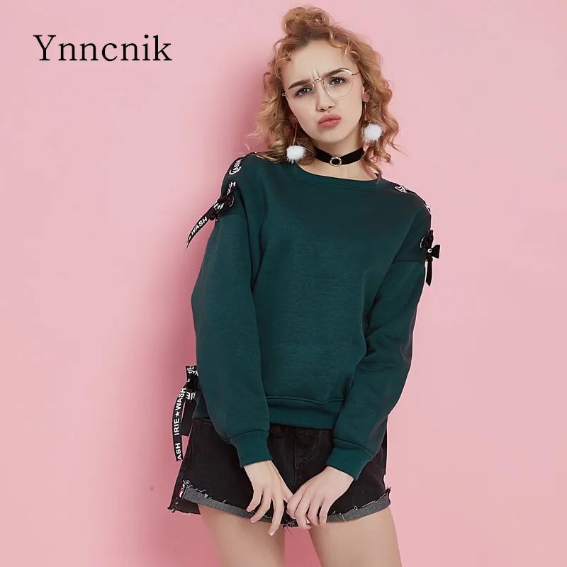 Ynncnik фирменный свитшот женский спортивный костюм украшенный лентами однотонные