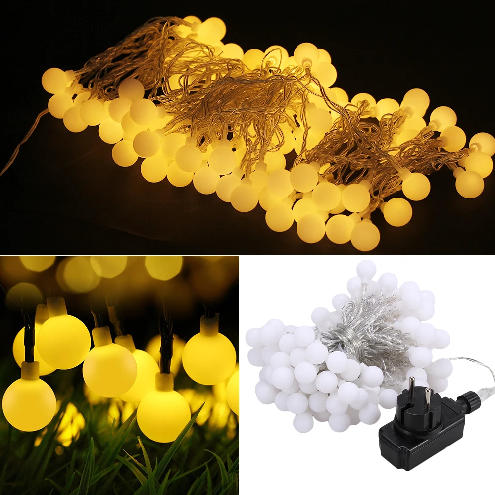 

CROLED Bulb light string 100 lights warm white light IP54 waterproof EU plug 6W night light string for home shop decoration