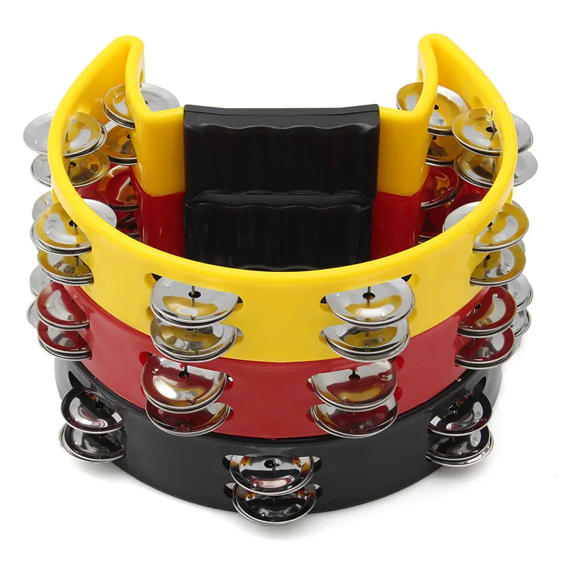 High Quality Musical Tambourine Hand Held with Double Row Metal Jingles