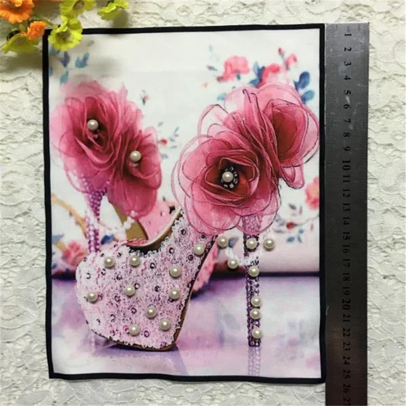 

Girls clothes Embroidery beading patch high-heeled shoe deal with it T shirt women sew on patches for clothing stickers Badge
