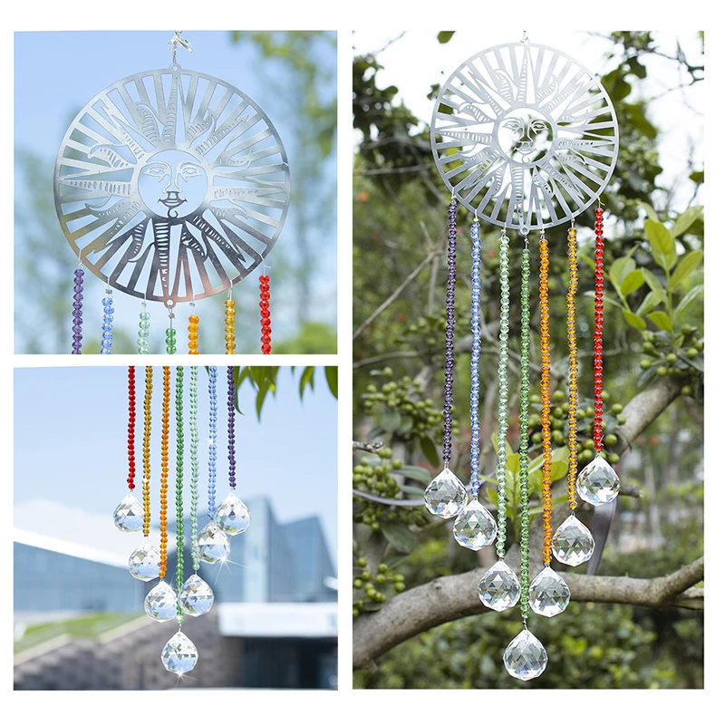 H&D Window Hanging Chakra Suncatcher Metal Sun Decor Fengshui Rainbow Maker Sun Cathcer Curtain Christmas Home Decoration Gifts