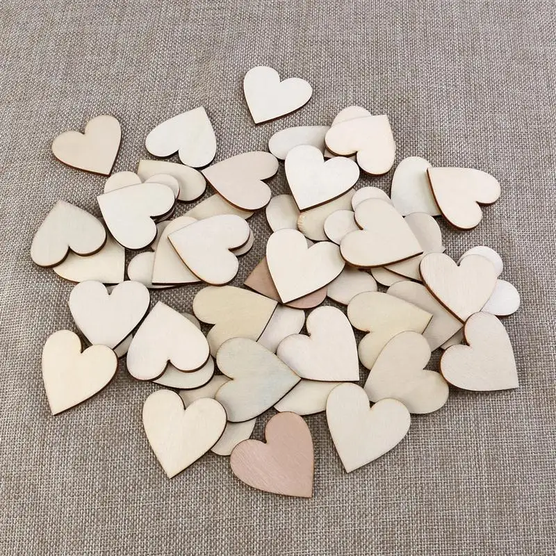 50 шт. пустые деревянные кусочки сердца диски для поделок своими руками украшения