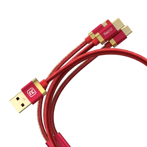 Recci ASTRAL 120 см 3 в 1 USB данных 2.4A Быстрая зарядка мобильного телефона зарядный кабель